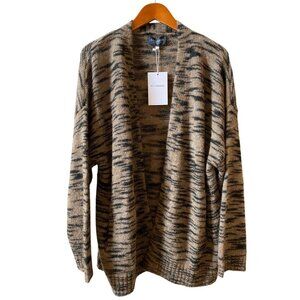 Lucchese W.Cashmere Doreen Tiger Print Alpaca Wool Open Cardigan Sweater Size L
